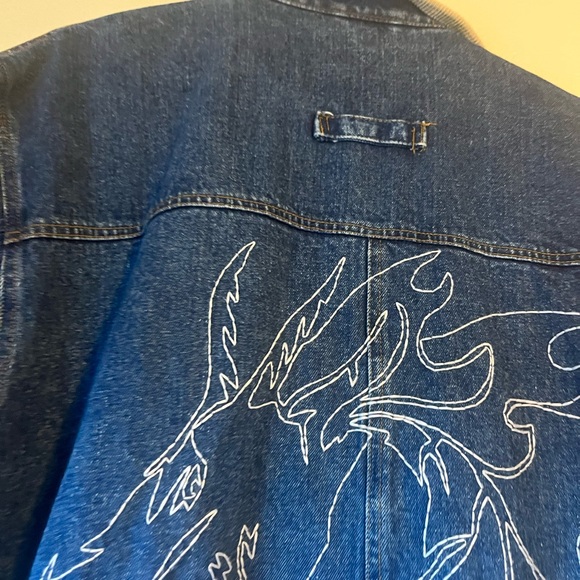 Vintage hand embroidered denim trench - Picture 6 of 7